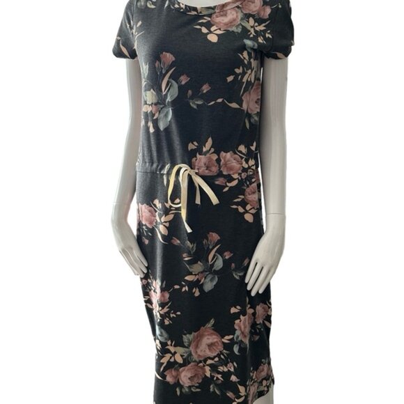 7th Ray Black Floral Midi Dress - Picture 3 of 11